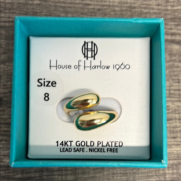 House of Harlow 1960 Gold Plated Double Teardrop Ring ✨ - Picture 2 of 6